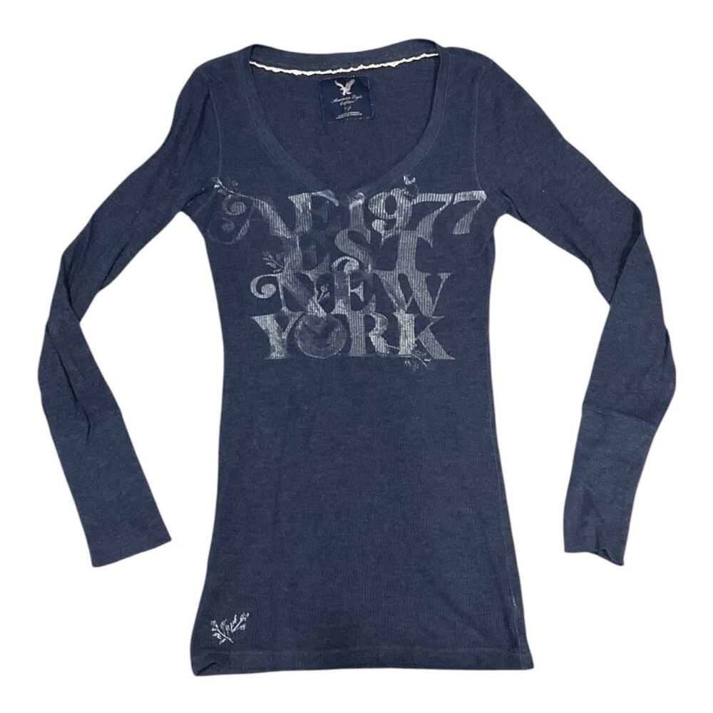 Y2K American Eagle Top Women Blue Small